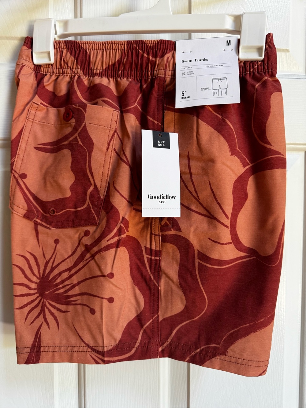 Goodfellow & Co Men’s Orange Floral Swim Trunks medium 5”inseam above knee
